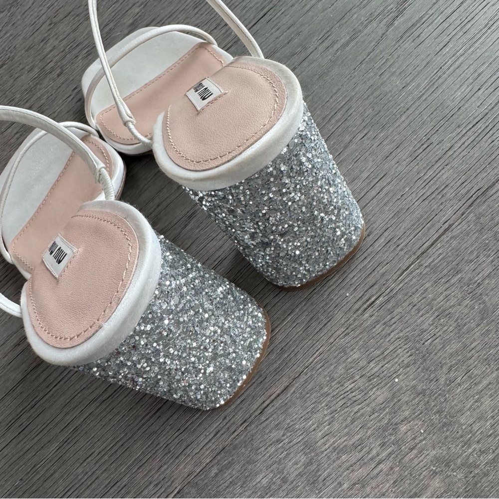 Miu Miu Silver White Heeled Sandals - Picture 5 of 7